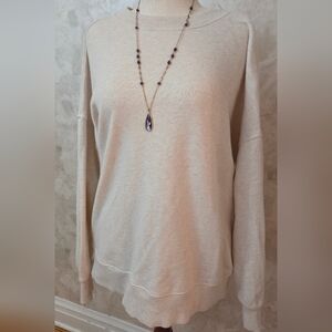 Aerie Cream Tie-Back Sweatshirt Open Back Bow Cozy Oversized Size S